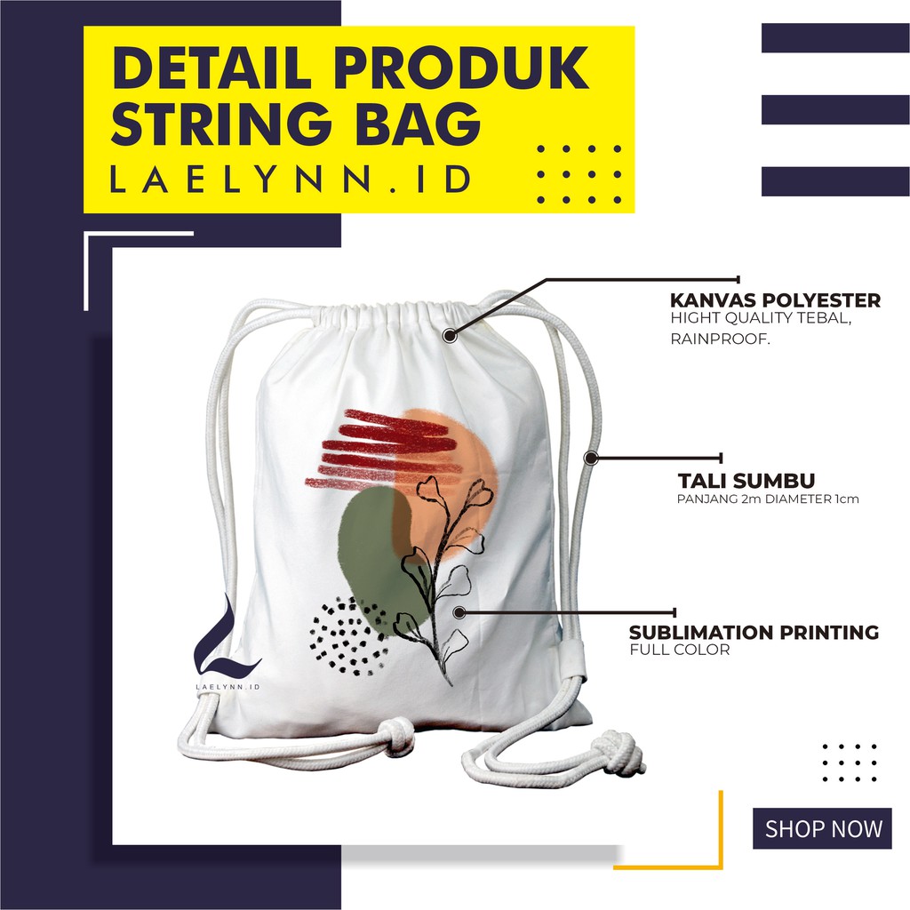 LAELYNN - STRING BAG TAS SERUT KANVAS PREMIUM Motif Nordic Art - NPS1520