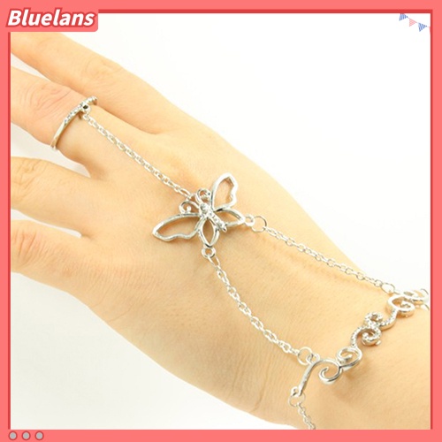 Bluelans Gelang Cincin Rantai Desain Kupu-Kupu Hollow Untuk Wanita
