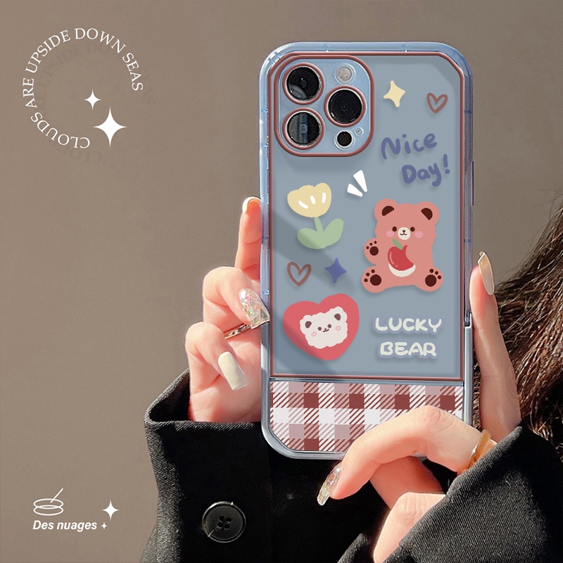 Soft Case TPU Transparan Motif Beruang Untuk IPhone 12 13 Se 2020 6 6S 7 8 Plus X XS XR 11 Pro Max