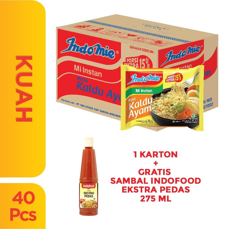 

PROMO 1 DUS ISI 40 PCS - INDOMIE KUAH KALDU AYAM + FREE SAMBAL INDOFOOD TERMURAH