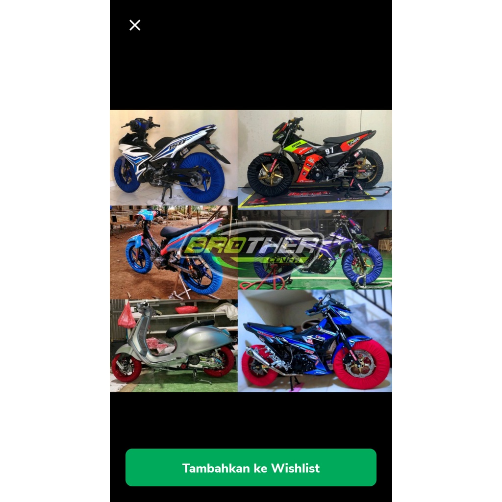 Cover Sarung Penutup Pembungkus Bungkus Pelindung Ban Motor Sport Bebek Matick Metik Road Race Trail Moge Supermoto Custom Contes Soft Wheel Tire Warner / cover ban variasi / Terlaris / Murah