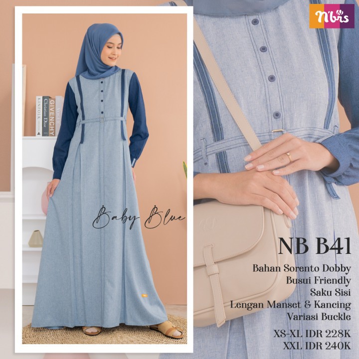 [NEW] GAMIS NIBRAS NB B41 - Baju Gamis Wanita Fitri Syari Terbaru 2021 Intrarami Model Lebaran Busui-1