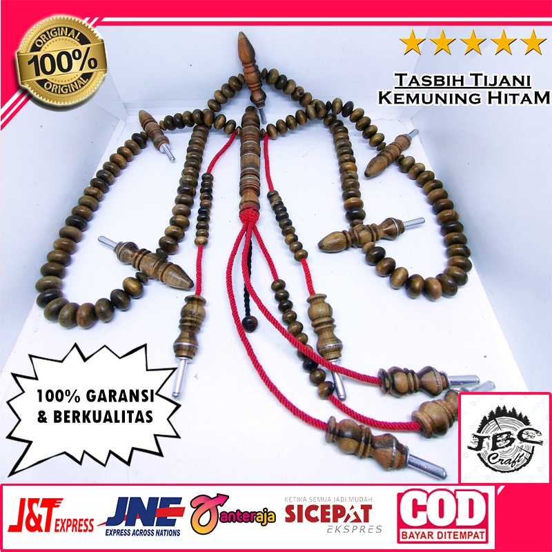 TASBIH TIJANI KAYU KEMUNING HITAM NATURAL ASLI