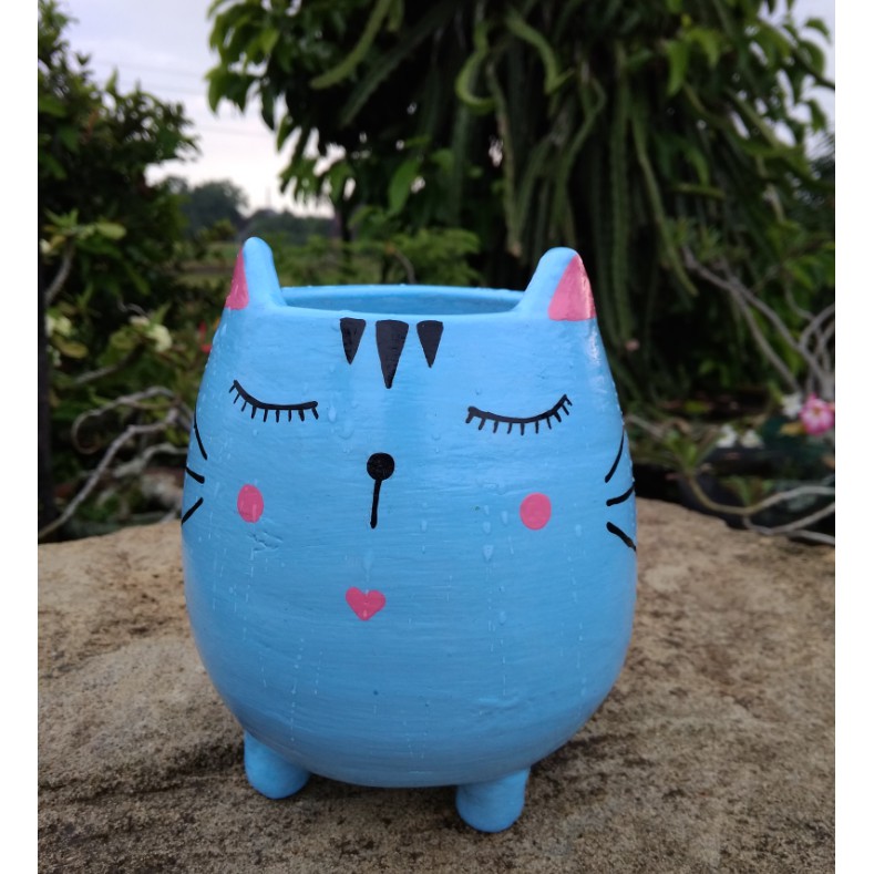  Pot  gerabah  lukis motif  kucing Shopee Indonesia