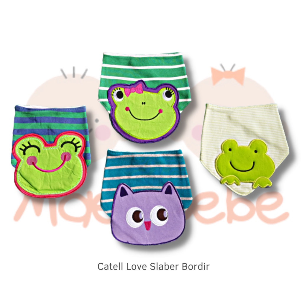 Catell Love Slaber Segitiga Bordir Motif Animal Celemek Bayi