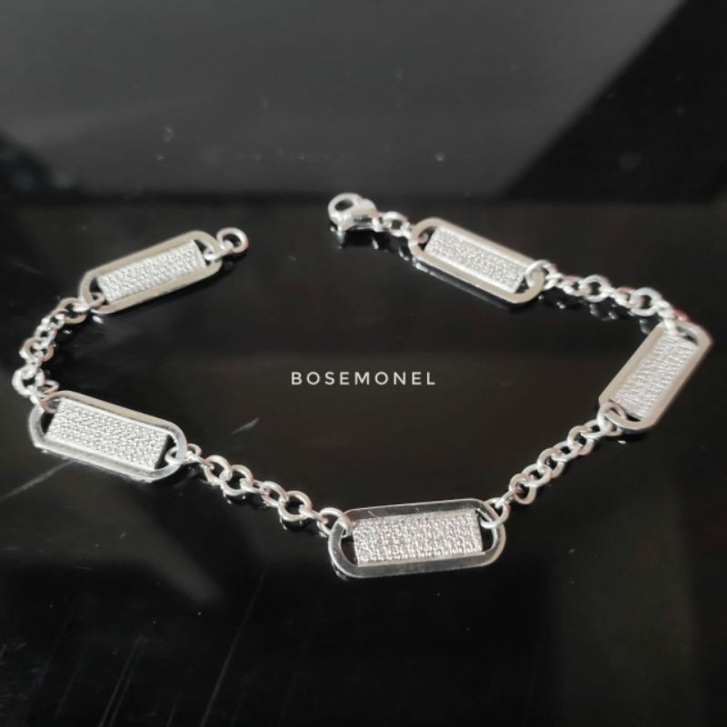 Handmade-Anti Karat! Gelang Monel Rakit Kotak Grafir