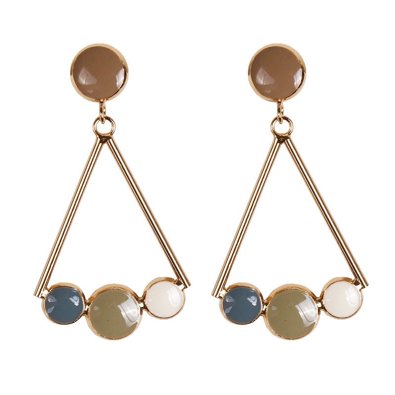 Anting Panjang Bentuk Segitiga Geometris Bahan 925 Silver Needle Untuk Wanita