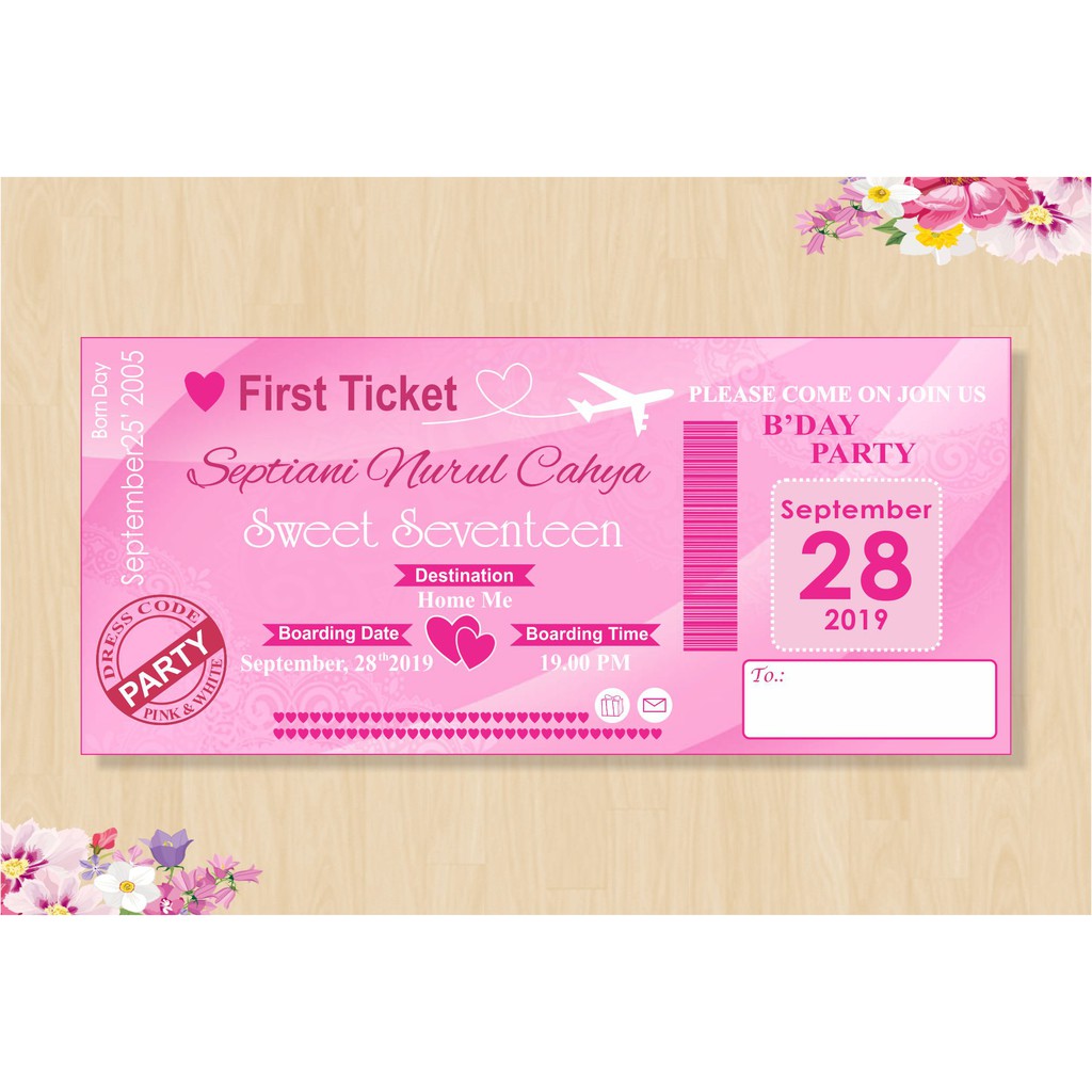 Undangan Ulang Tahun Sweet Seventeen Undangan Birthday Cetak Vocer Gift Undangan Murah