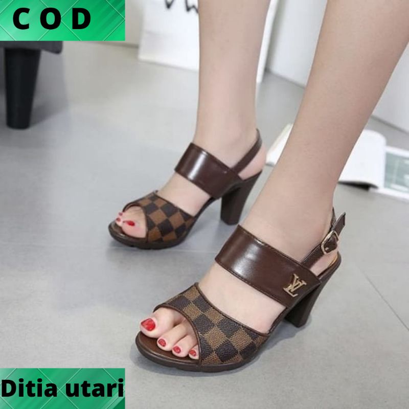 HIGH HEELS LV HS89 COKLAT  high heels terlaris high heels kekinian high heels terbaru fashion wanita
