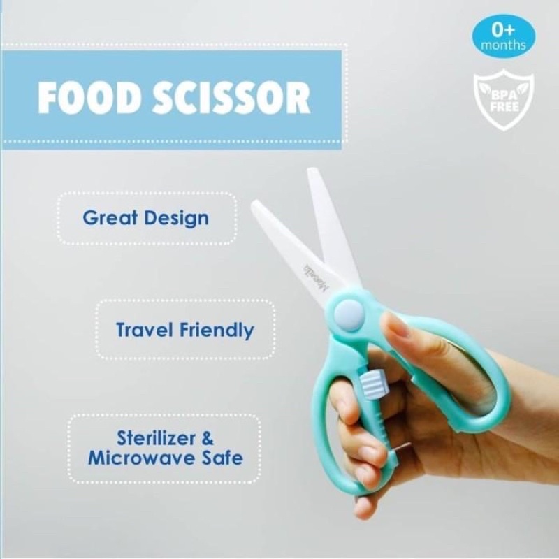 Marveila Food Scissor Baby Ceramic // Gunting Makanan Anak Foodgrade + Case Box Traveling Bepergian