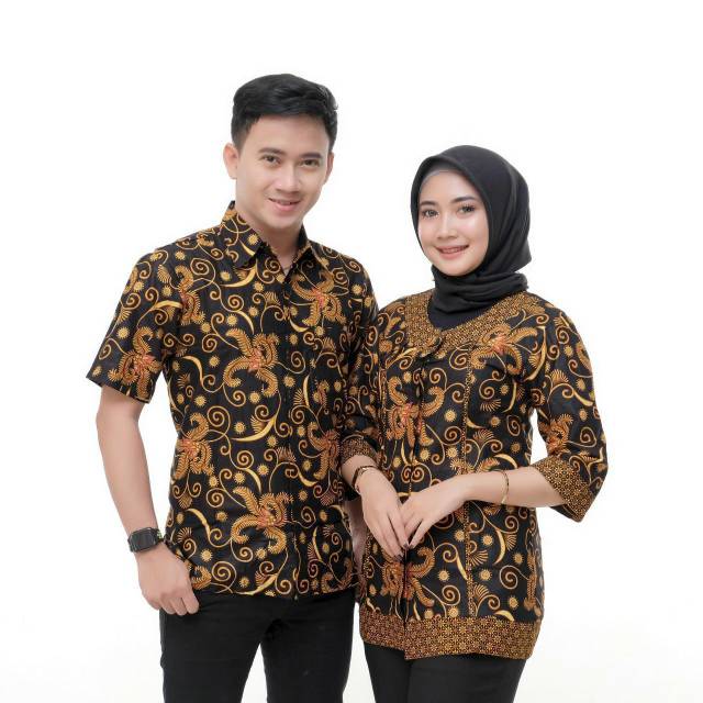 Muara couple - ruffle sarimbit atasan batik motif kembang sungut