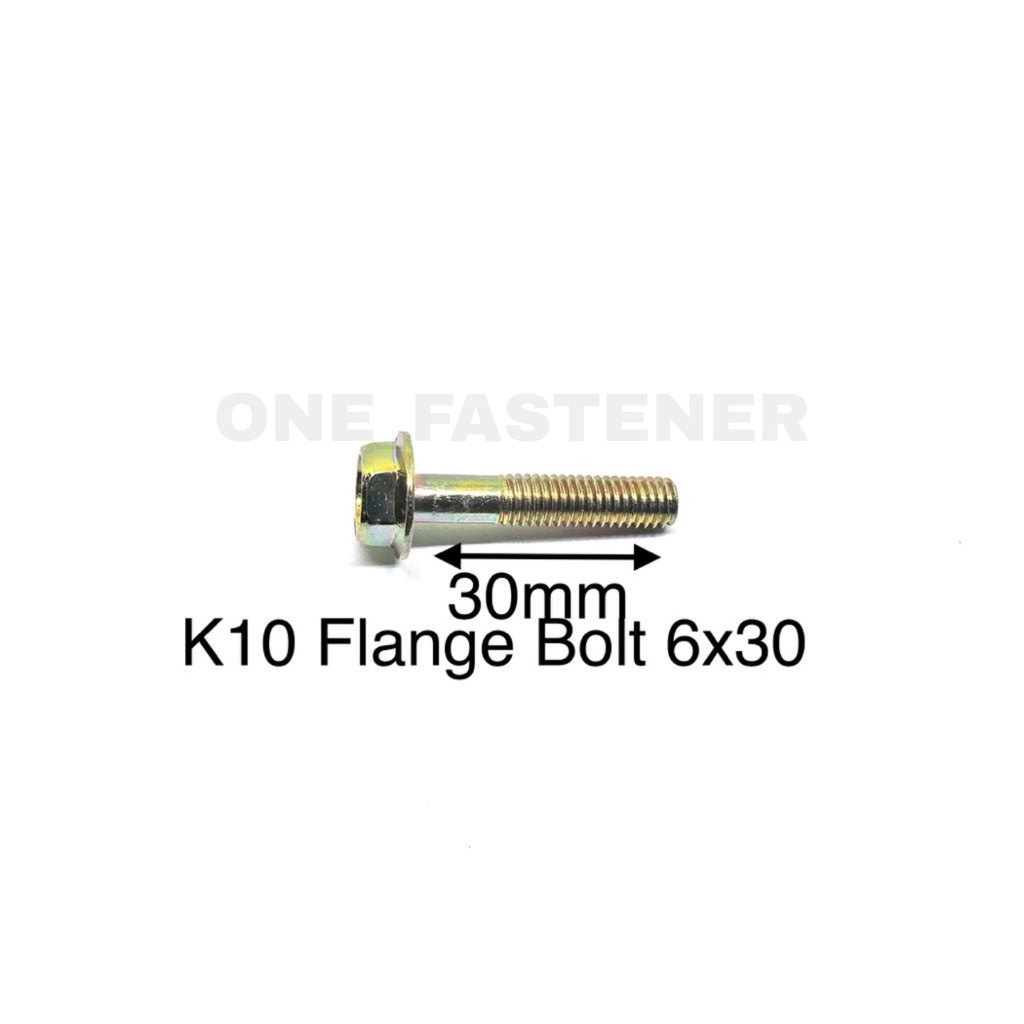 100 Pcs K10 Baut Flange Bolt M6x30 Kuning 1.0 Topi Kunci 10 6mm 3cm FBK