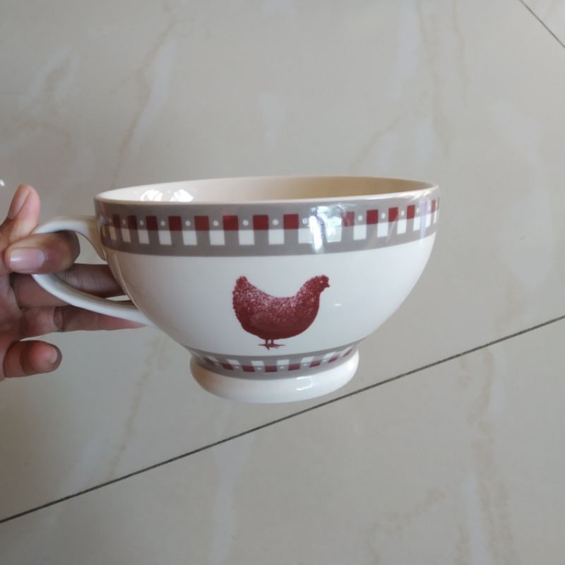 CHICKEN MUG SOUP BOWL GELAS KERAMIK SANGO MOTIF AYAM KOLEKSI DEKOR ANTIK KLASIK