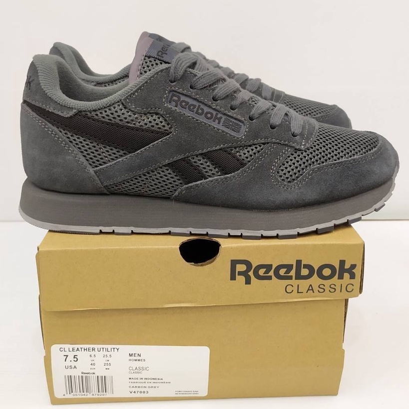 SEPATU REEBOK CLASSIC LEATHER UTILITY DARK GREY PREMIUM MIRROR BNIB VIETNAM IMPORT SNEAKERS PRIA OLA