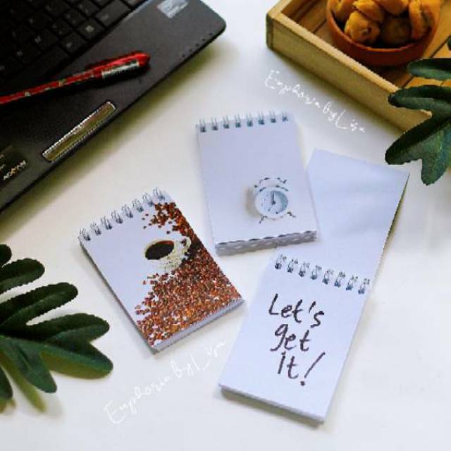 

Mini Notebook (buku catatan) coffee and alarm clock