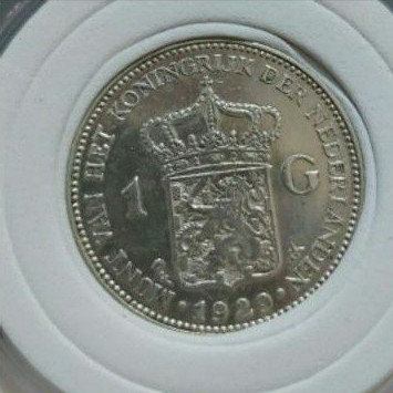 Uang Koin perak kuno 1 Gulden tahun 1929