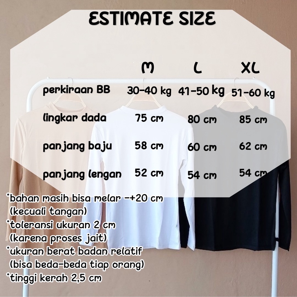Manset Inner Baju Lengan Panjang Bahan Spandek Rayon Premium
