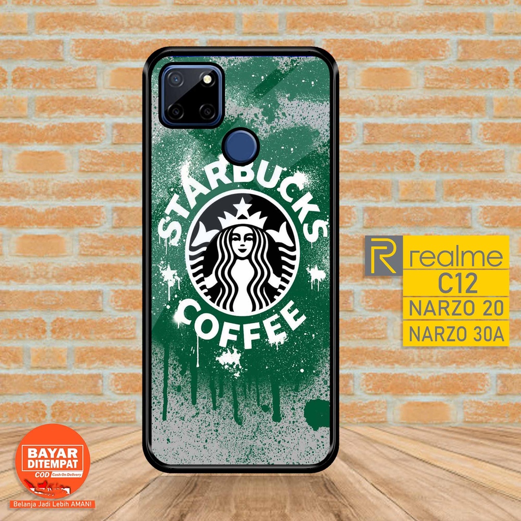 SRC - Case Realme C12 NARZO 20 NARZO 30A Casing Hard case 2D Terbaru [ Starbucks Cute ] - Case hp - 