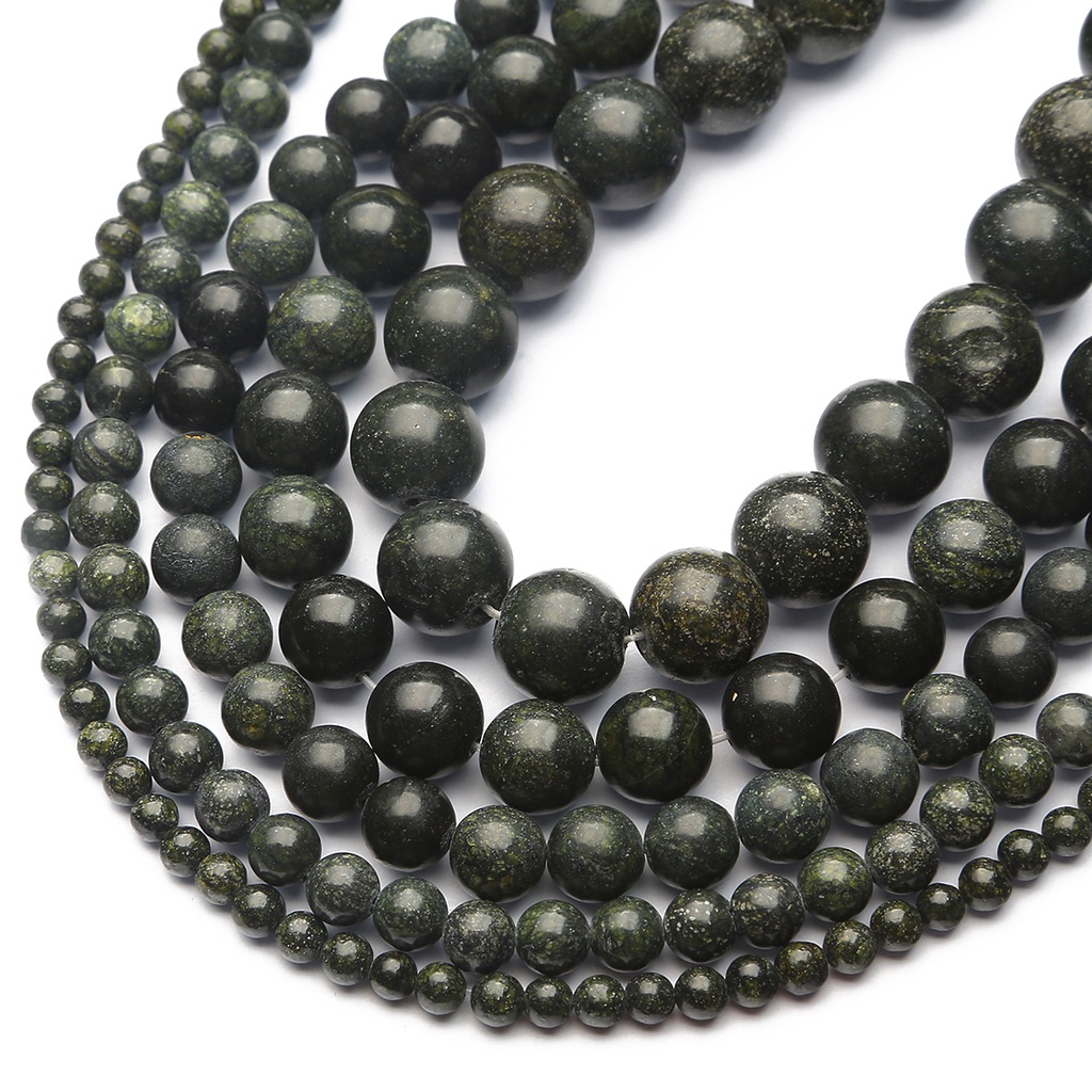 Manik-manik Batu Bulat Warna Hijau Ukuran 4-12mm Untuk Membuat Perhiasan Wanita
