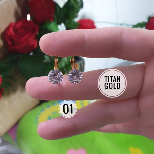 Anting titanium premium desi mata diamond mewah N2602206