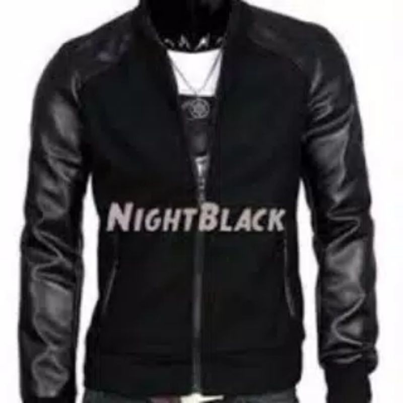 Jaket Semi Kulit Racing Pria Termurah Asli Garut Bomber Ariel Noah