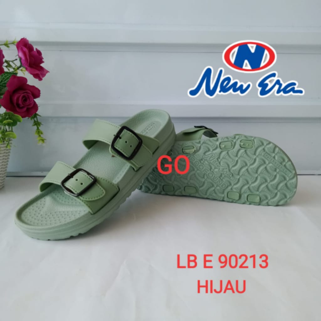 gos NEW ERA LB E 90213 &amp; LB E 90212 Sandal Karet Wanita Terbaru Sendal Karet Selop Ban Dua