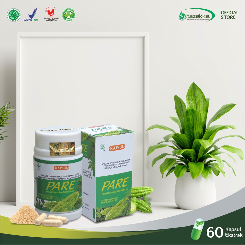 OBAT DIABETES Herbal Kapsul PARE Tazakka isi 60 kapsul HALAL BPOM dan dijamin Original