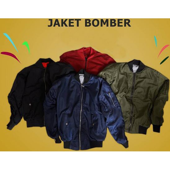 Hot Stuff Bomber Parasut Polos Murah - Jaket Bomber Pria Wanita - Hitam, M
