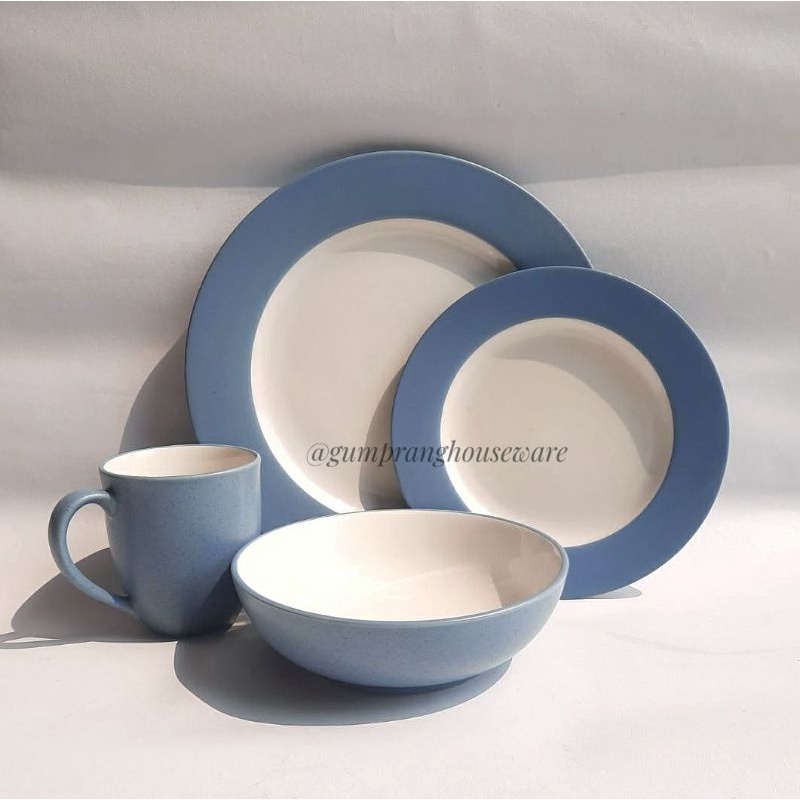 Dinner set Piring makan mangkok cereal sereal mug keramik biru muda colorful noritake colorwave