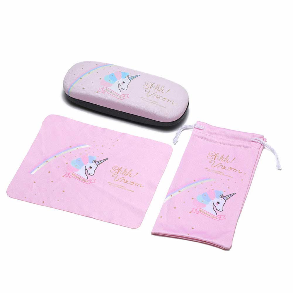 Kotak Kacamata Unicorn [ Pink ] GRATIS Sarung &amp; Lap Kacamata - Hardcase - Fashion Wanita