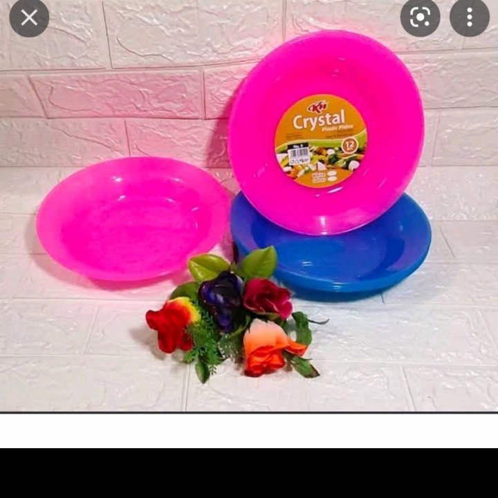 (1 LUSIN) Piring Kecil 6 inch Plastik - Piring  Crystal Warna KH Murah