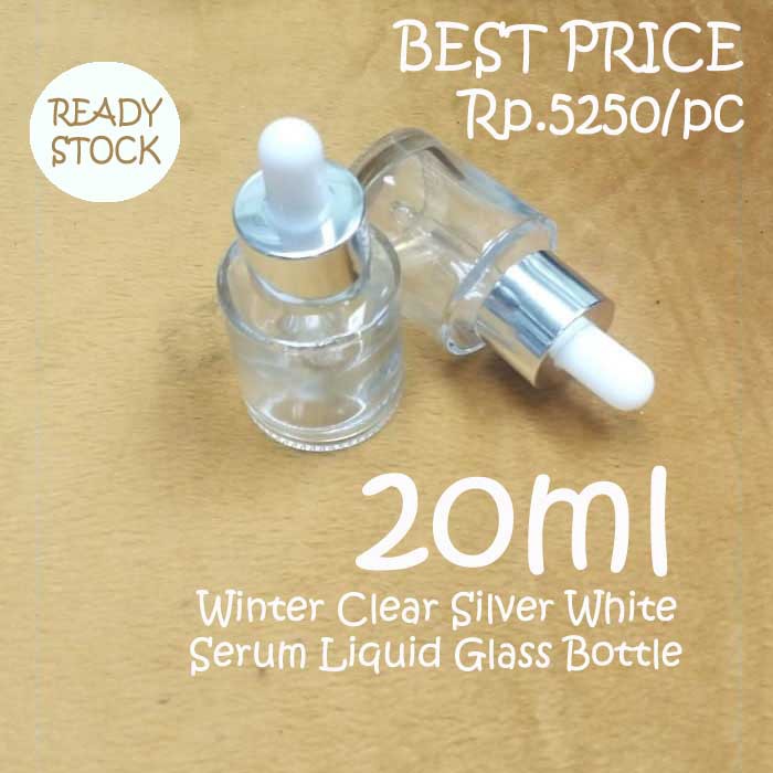 Botol Serum Pipet Kaca 20ml Botol Tetes Obat Kosmetik 20 ml Botol Obat Kaca Bening 20ml silver Gold