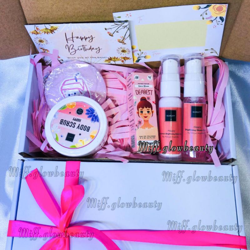 Miffglow - Paket hampers /gift box Scarlett whitening mini 30ml 60ml kado unik kado cewek