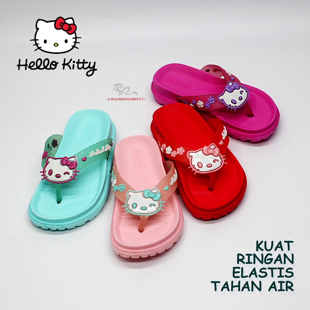 Sandal Jepit Anak Perempuan Bahan Karet Motif Hello Kitty Terbaru Kekinian Size 24-35