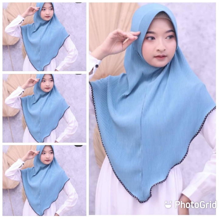 HIJAB PLISKET LIST POLKADOT HIJAB INSTAN