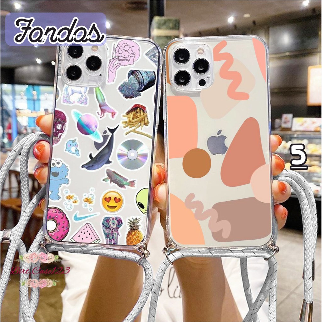 Softcase Slingcase Lanyard Bening FONDOS Iphone 5g 5s 6g 6s 7g 7s 8g 8s Se 2020 6g+ 6s+ BC4248