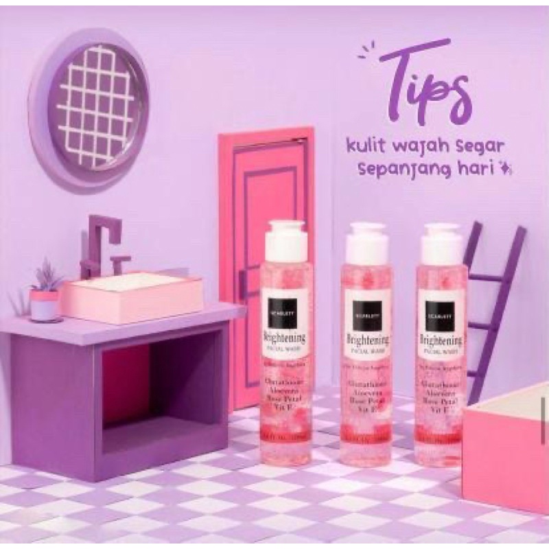 [FREE BUBBLE WARP] SCARLETT WHITENING BODY LOTION BODY SCRUB SERUM FACIAL WASH SOWER SCRUB ORIGINAL TERMURAH