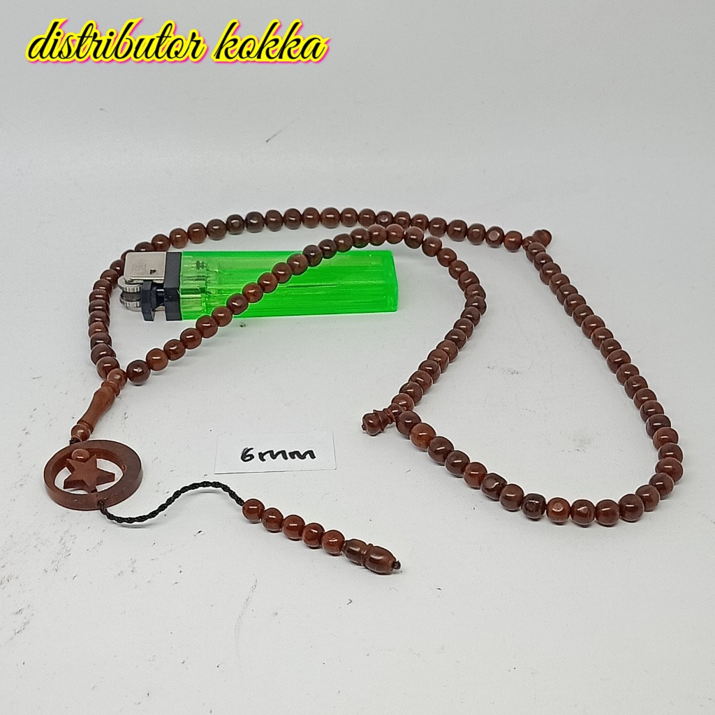 ( SUPER MURAH ) Tasbih Kokka kaukah 99 bulan bintang 6 mm coklat