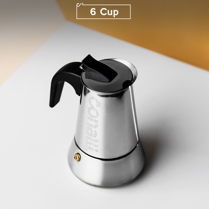 

DISKON - (BISA COD) 6 Cup Mokapot Stainless Steel Induction 300ml Espresso Maker Coffee