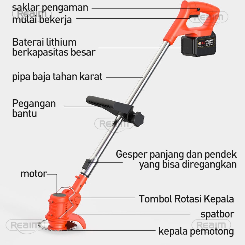 ⚡ 2 baterai ⚡KUALITAS JERMAN Reaim 288V Mesin Pemotong Rumput listrik pemotong rumput elektrik mesin pemotong rumput tanpa kabel Reaim-gcj001