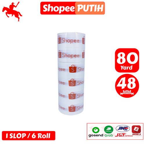 

Lakban Printing Toko Orange Putih KSATRIA Tape 80 Yard (1 Slop)