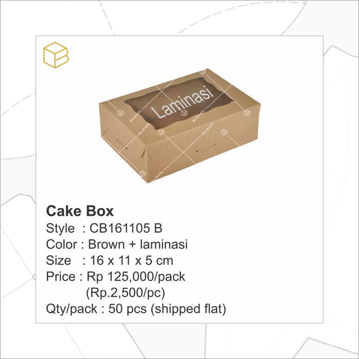 

Stok Ready CB161105 - Cake box, Brownies box, Packaging, Dus kue, Kotak souvenir terakhir