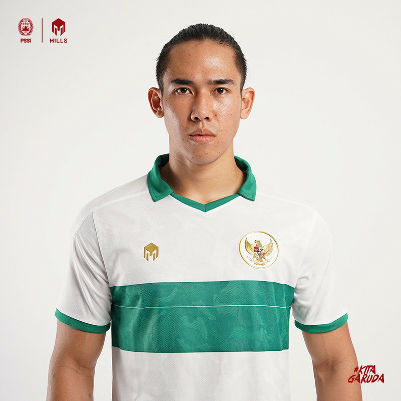 JERSEY TIMNAS GARUDA INDONESIA 2020 MILLS 1018GR JERSEY TIMNAS AWAY PLAYER ISSUE ORIGINAL WHITE