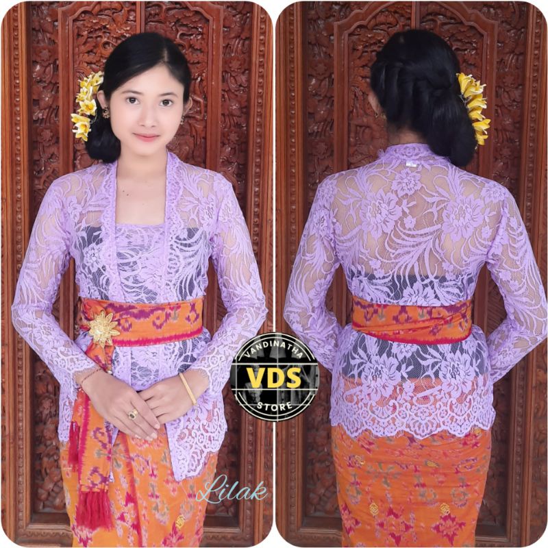 kebaya Bali Kebaya semi francis prancis motif baru drupadi-Mawar lilak