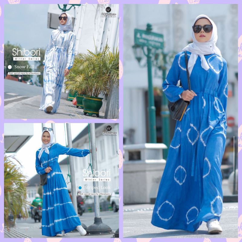Shibori Dress Gamis Motif Celup Brand Urfimutiyaro Katun Rayo