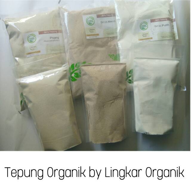 250gr 500 gr Mpasi tepung beras merah putih, ubi ungu, kacang merah hijau, pisang Lingkar Organik