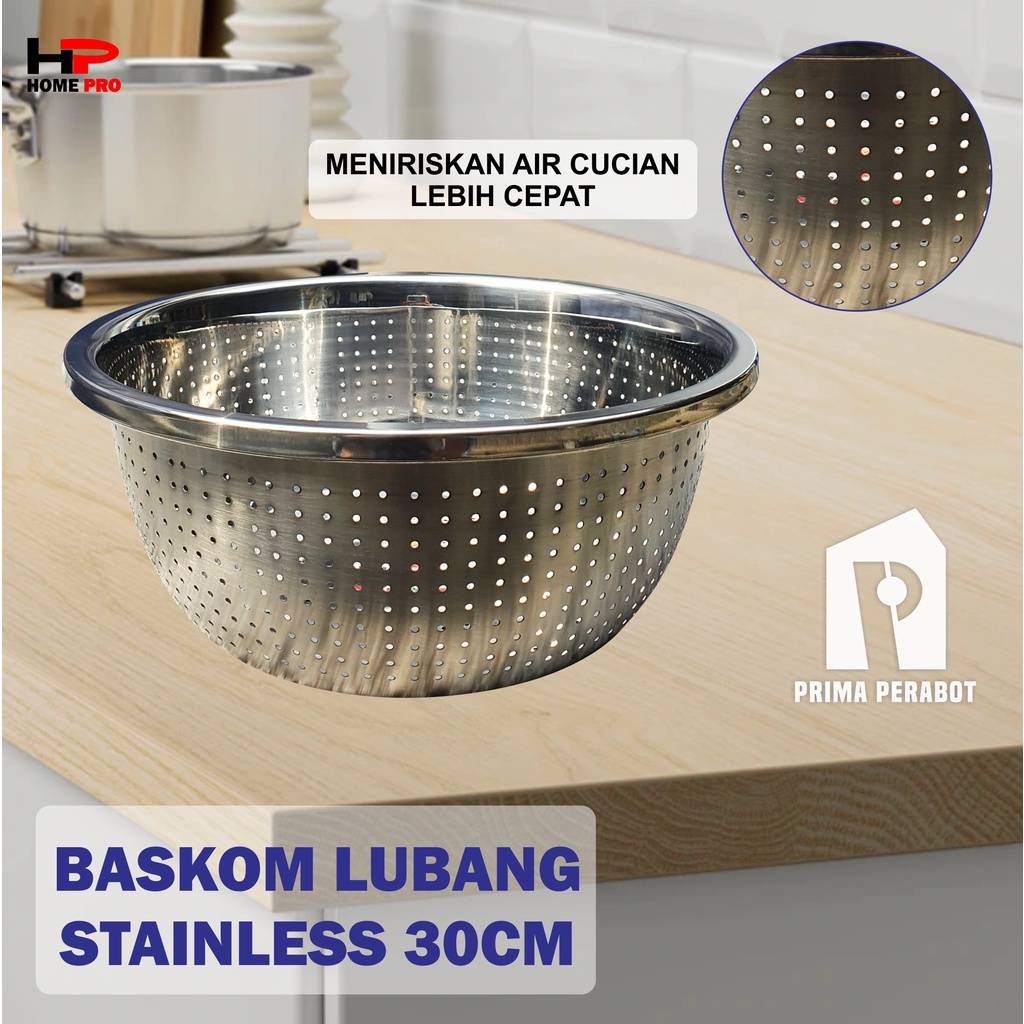 Baskom Lubang Baskom Tirisan Saringan Stainless 30Cm