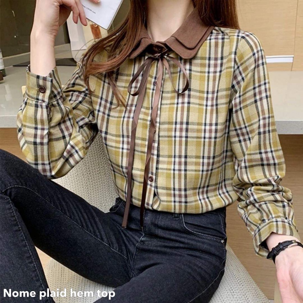 Nome plaid hem top - Thejanclothes