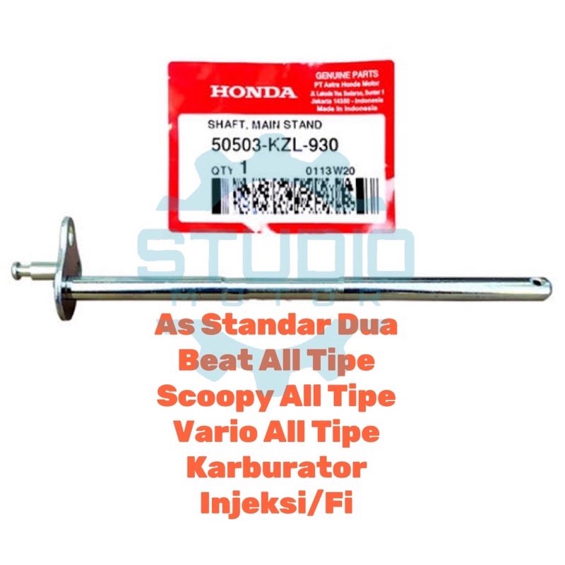 50503KZL930 Shaft Main Stand As Standar Cagak Dua BeAT POP eSP BeAT Sporty eSP Beat Karburator Spacy FI Scoopy eSP 50503-KZL-930