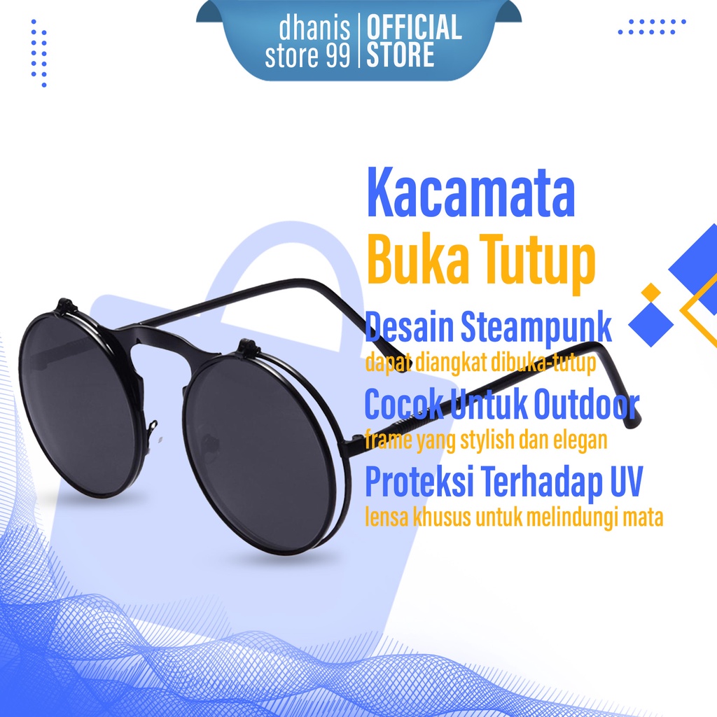 Kacamata Bulet Boboho Hitam Buka Tutup Boshlm Kaca Mata Pria Dewasa Anak Model Gojo John Lennon Uje Bulat Estetik Klasik Vintage Bisa Dibuka Tutup Lucu Retro Helm Bogo Korean Doble Double Frame Lensa Motor Bening Steampuk Punk Original